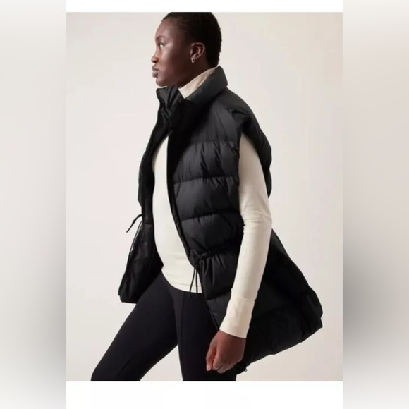 ATHLETA Oversized Cascade Down Puffer Drawcord Vest  Black Size L Large $229 - Picture 2 of 3